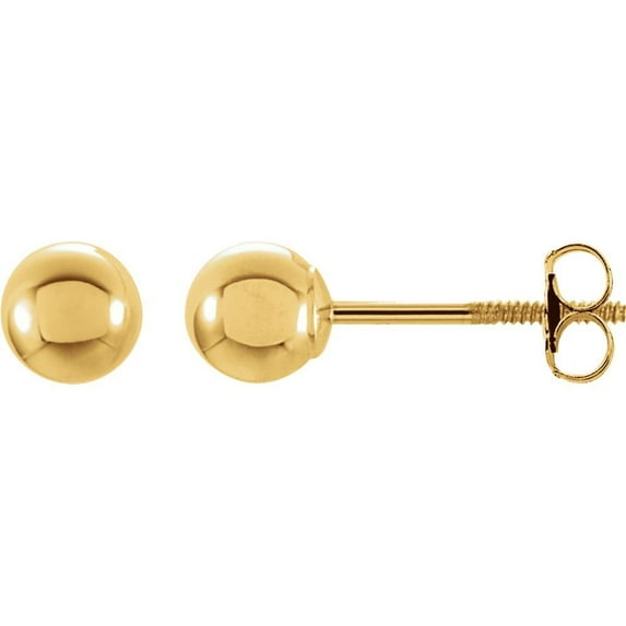 14k Yellow Gold 6mm Polished Ball Earring - .4 Grams