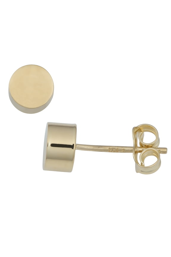 KoolJewelry 14k Yellow Gold 6mm Polished Cylinder Stud Earrings