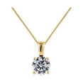 thumbnail image 1 of 14k Yellow Gold 6mm Round-cut Cubic Zirconia Solitaire Pendant and 0.8mm Flat Square Chain, 1 of 3