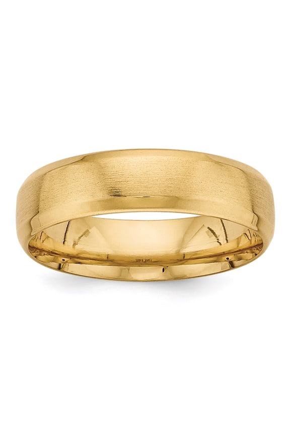 14k Yellow Gold 6mm Standard Weight Comfort Fit Brushed Satin with Polished Beveled Edge Wedding Band Size 12 YB111S
