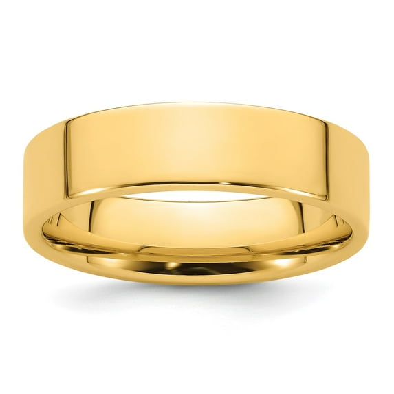 14k Yellow Gold 6mm Standard Weight Flat Comfort Fit Wedding Band Size 13 FLC060