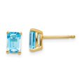 thumbnail image 1 of 14k Yellow Gold 6x4mm Emerald-Cut Blue Topaz Earrings - 1.34 cwt - Measures 7x4mm Wide, 1 of 2