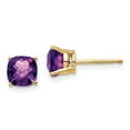 thumbnail image 1 of 14k 6mm Cushion Amethyst Checkerboard Post Earrings XE107AC, 1 of 4