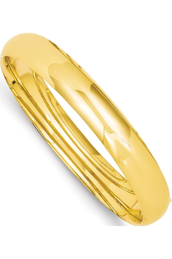 14K Yellow Gold 7/16 Oversize High Polished 10.00mm Hinged Oval Bangle Bracelet