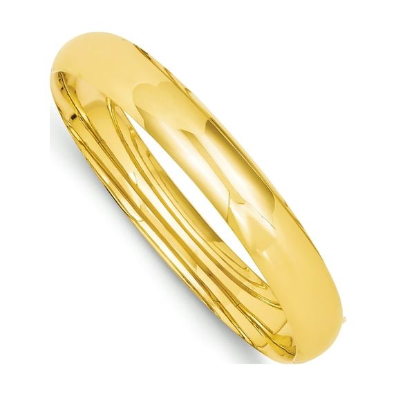 14k Yellow Gold 7/16 Oversize High Polished Hinged Bangle Bracelet
