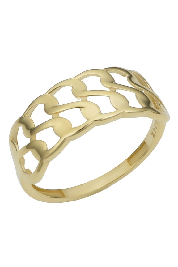 14k Yellow Gold 7.9 mm Double Row Curb Ring (size 8)