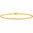 thumbnail image 1 of 14K Solid Yellow Gold 2.1mm Spiga Wheat Link Chain Bracelet, 1 of 5