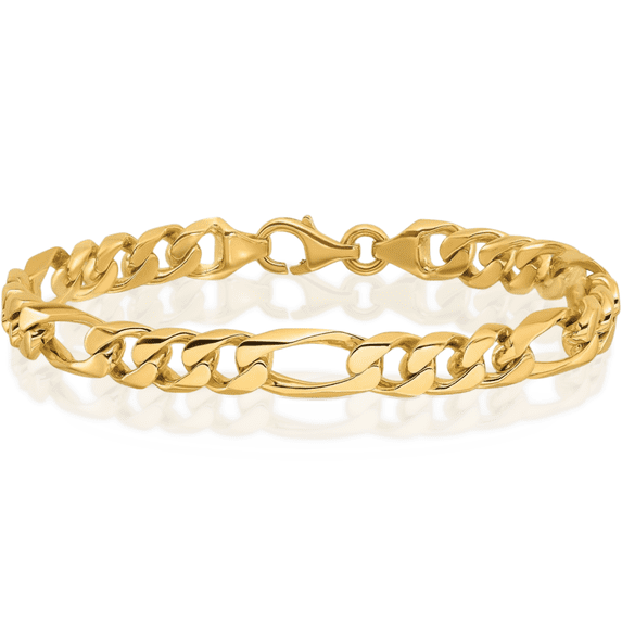 14K Solid Yellow Gold 5mm Figaro Link Chain Bracelet