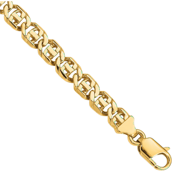 14K Solid Yellow Gold 6.75mm Link Chain Bracelet