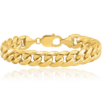 14K Solid Yellow Gold 7.3mm Miami Cuban Curb Link Chain Bracelet