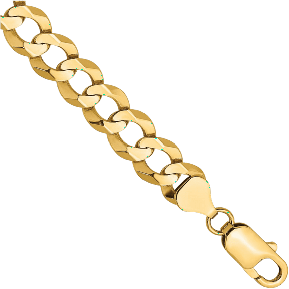 14K Solid Yellow Gold 8.3mm Cuban Curb Link Chain Bracelet