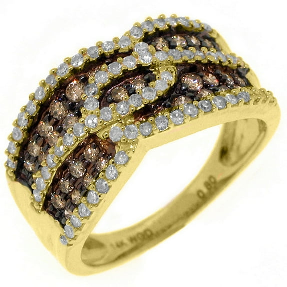 14k Yellow Gold .77 Carats Brilliant Round Champagne Diamond Ring