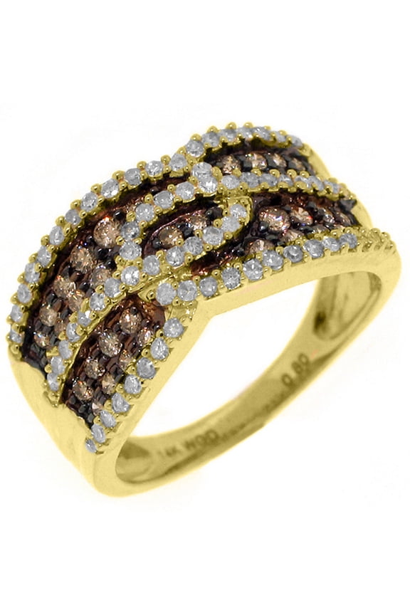 14k Yellow Gold .77 Carats Brilliant Round Champagne Diamond Ring