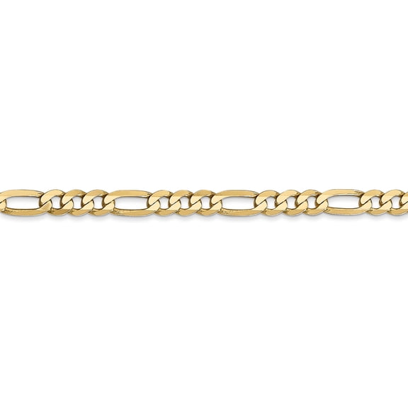 14K Yellow Gold 4mm Flat Figaro Chain Bracelet