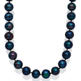 thumbnail image 1 of 14K Solid Yellow Gold 6mm Black Near Round Freshwater Cultured Pearl Necklace Chain, 1 of 4