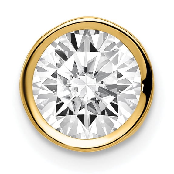 14k Yellow Gold 7mm Cubic Zirconia Bezel Pendant Charm