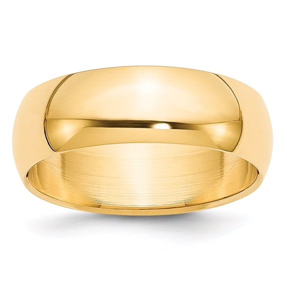14k Yellow Gold 7mm Half Round Band Size 13.5