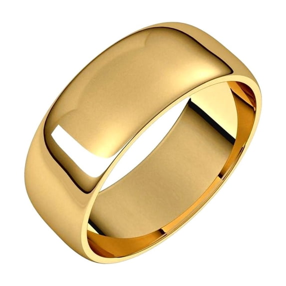 14k Yellow Gold 7mm Light Half Round Band Ring Size 11 Ring for Women and Men - 5.8 Grams