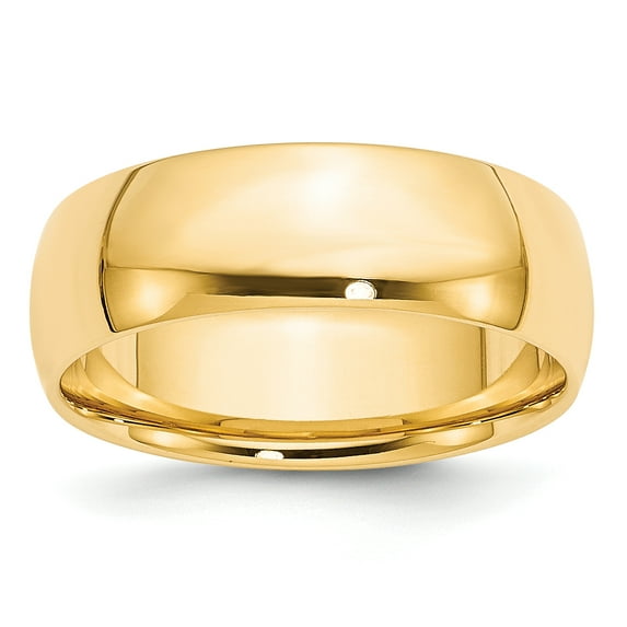 14k Yellow Gold 7mm Lightweight Comfort Fit Band Size 5.5
