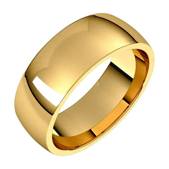 14k Yellow Gold 7mm Polished Light Comfort-Fit Band Ring Size 10.5 Ring for Women and Men
