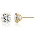 thumbnail image 1 of 14K Solid Yellow Gold 7mm Round Cubic Zirconia CZ Stud Earrings, 1 of 10