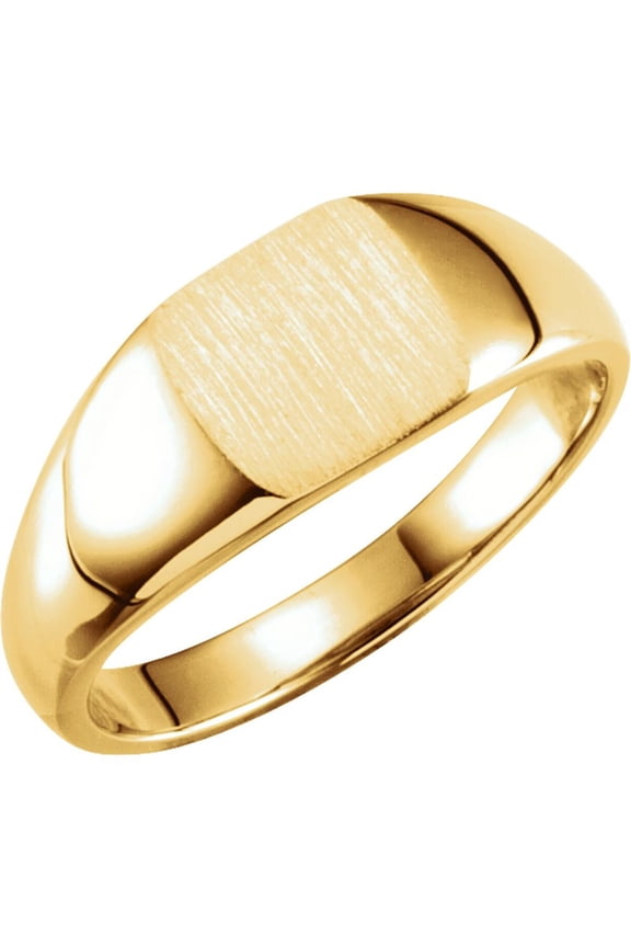 14k Yellow Gold 7mm Square Shape Signet Metal Fashion Ring Fine Jewelry For Women Gifts For Her, Size 6