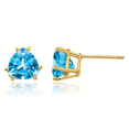 thumbnail image 1 of 14K Solid Yellow Gold 7mm Trillion Swiss Blue Topaz Studs Gemstone Solitaire Earrings December Birthstone Jewelry, 1 of 9