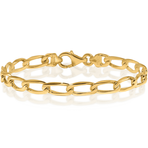 14K Solid Yellow Gold 8.5mm Link Chain Bracelet