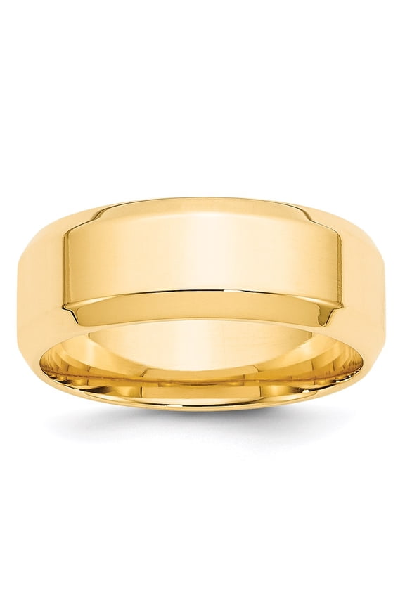 14k Yellow Gold 8mm Bevel Edge Comfort Fit Bridal Engagement Wedding Band Ring Fine Jewelry For Women Gifts For Her, Size 14