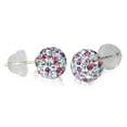 thumbnail image 1 of 14k Yellow Gold 8mm Disco Ball Stud Earrings with Crystals Elements, Choice of Colors, 1 of 4