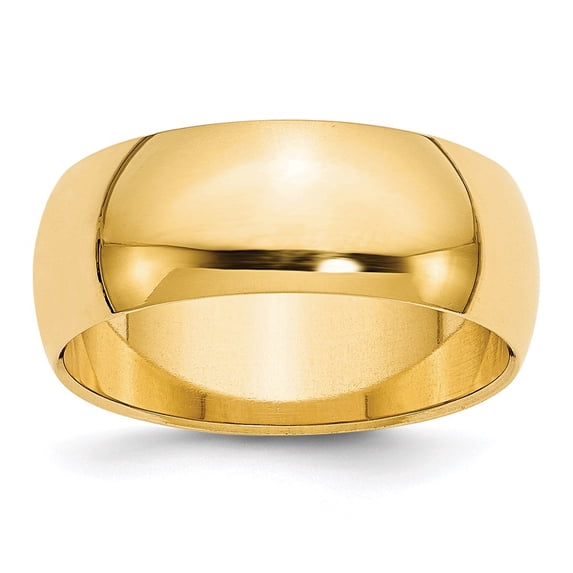 14k Yellow Gold 8mm Half-Round Wedding Band Size 5.5 HR080