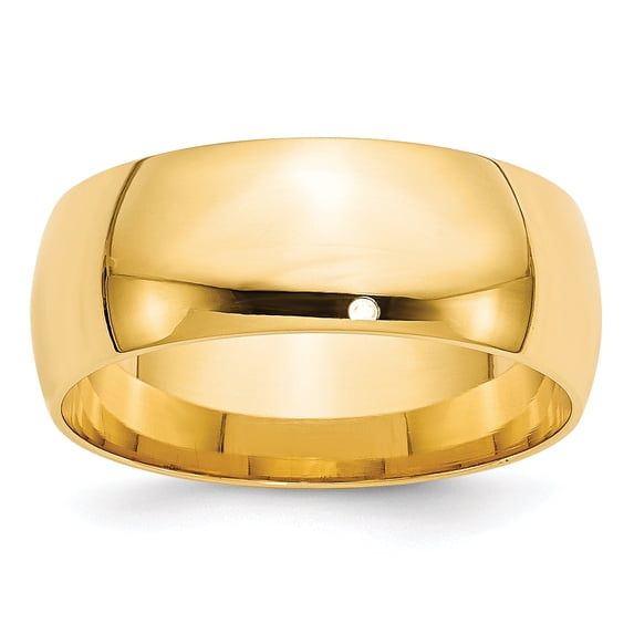 14k Yellow Gold 8mm Lightweight Comfort Fit Band Size 13