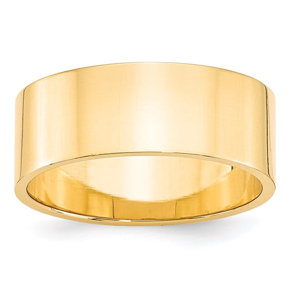 14k Yellow Gold 8mm Lightweight Flat Band Size 6.5