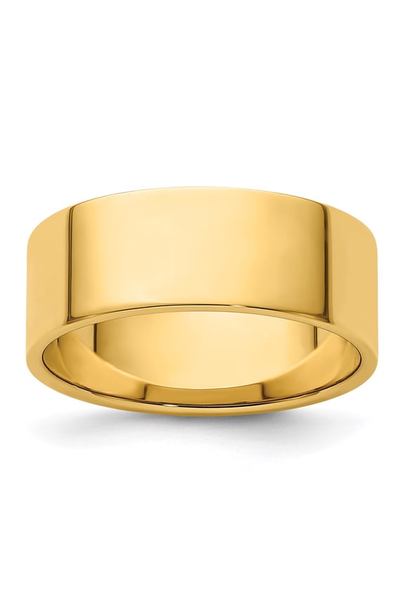 14k Yellow Gold 8mm Lightweight Flat Wedding Band Size 6.5 FLL080