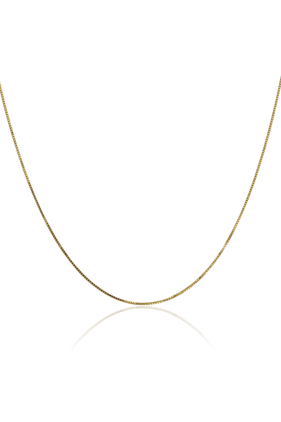 14K Solid Yellow Gold 0.8mm Box Link Chain Necklace