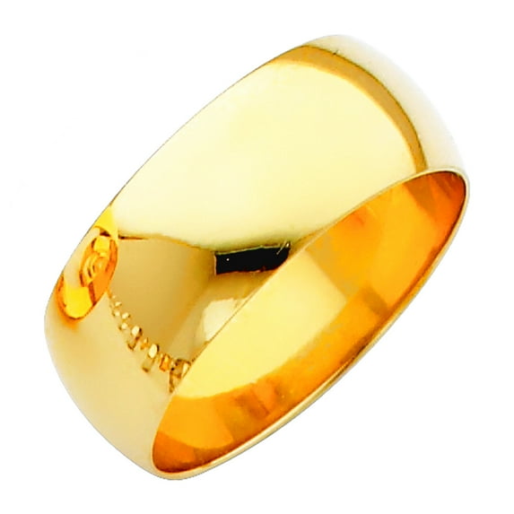 14k Yellow Gold 8mm Plain Wedding Band Ring Size 9.5 Wedding Band for Women and Men - 6.6 Grams