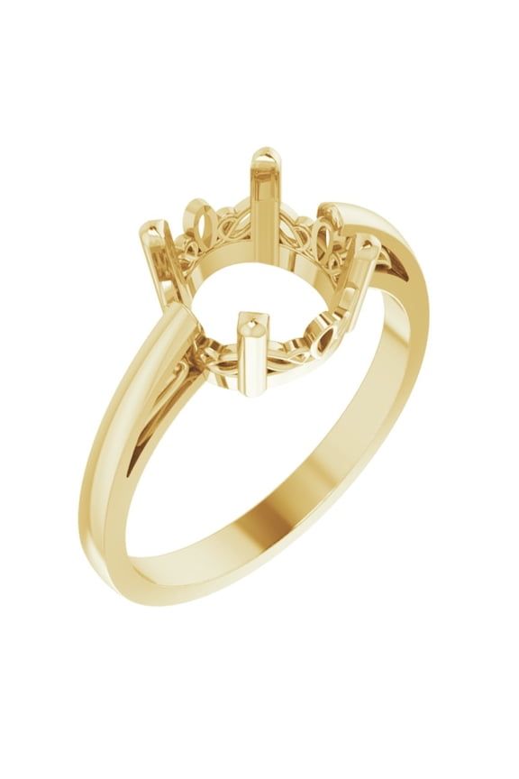 14k Yellow Gold 8mm Round Shape Solitaire Fashion Ring Fine Jewelry For Women Gifts For Her (Mounting Only, Not All Stones Included), Size 6