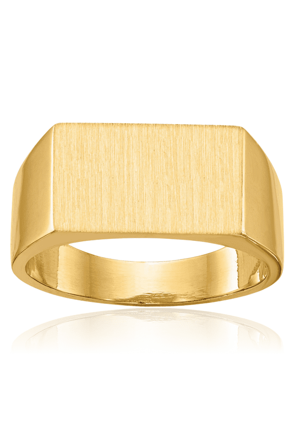 14K Solid Yellow Gold Mens Custom Engraved Signet Ring Handmade Personalized Monogram Initial Letter Band