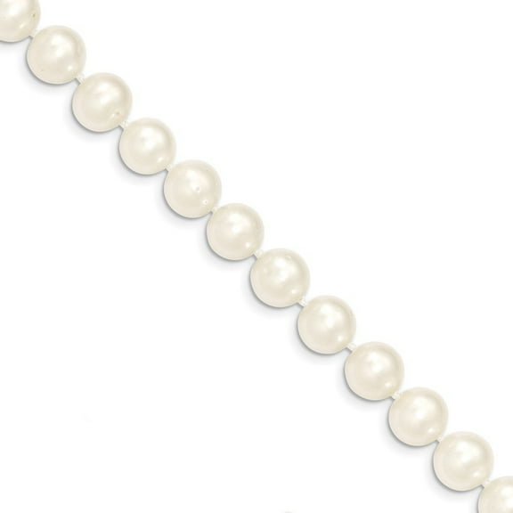 14k Yellow Gold 9-10mm White Near Round Freshwater Cultured Pearl Necklace