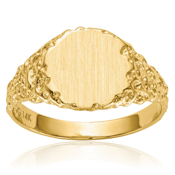 14K Solid Yellow Gold Custom Engraved Signet Ring Handmade Personalized Monogram Initial Letter Band