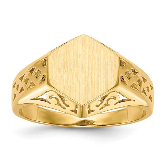 14k Yellow Gold 9.5x8.5mm Open Back Signet Ring