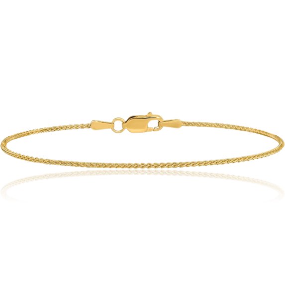 14K Solid Yellow Gold 1.25mm Spida Chain Anklet Summer Beach Foot Ankle Bracelet