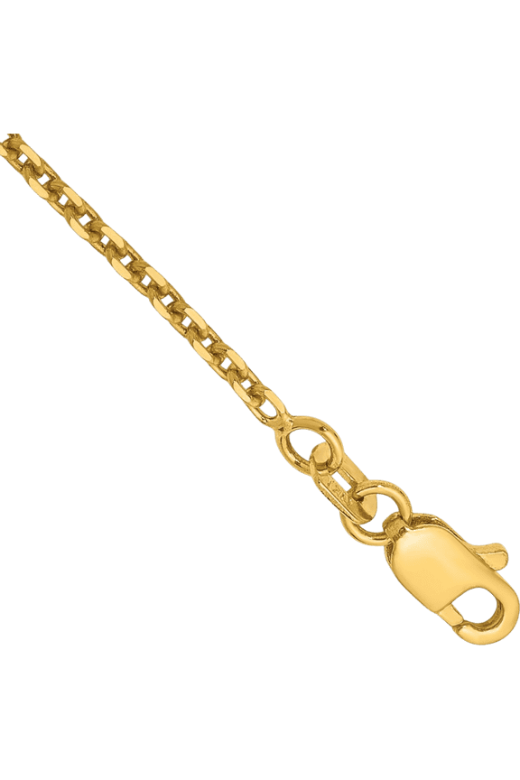 14K Solid Yellow Gold 1.65mm Cable Rolo Link Chain Anklet Summer Beach Foot Ankle Bracelet