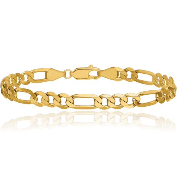 14K Solid Yellow Gold 5.25mm Figaro Link Chain Bracelet