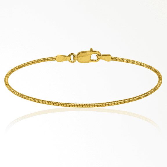 14K Solid Yellow Gold 0.8mm Round Cubetto Omega Snake Chain Anklet Summer Beach Foot Ankle Bracelet