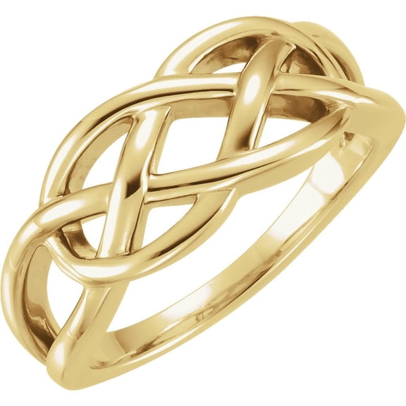 14k Yellow Gold 9mm Criss-Cross Freeform Bypass Metal Fashion Ring Fine Jewelry For Women Gifts For Her, Size 7
