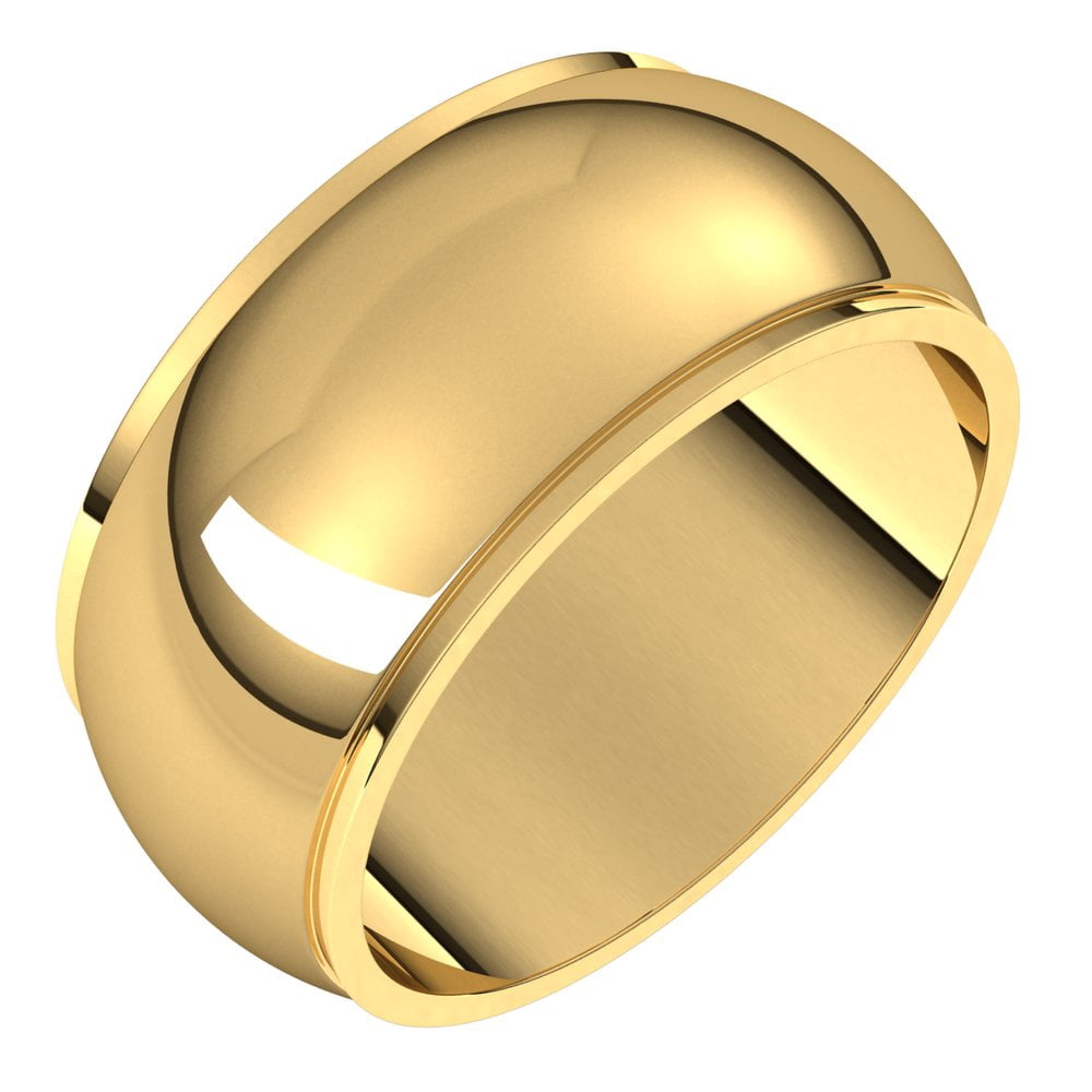14k Yellow Gold 9mm Half Round Shape Edge Classic Bridal Wedding ...