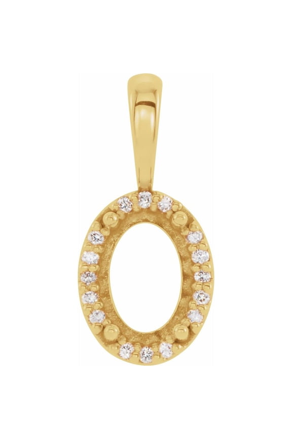 14k Yellow Gold 9x7mm Oval Shape Diamond Semi-Mount 4-Prong Halo-Style Pendant Fine Jewelry for Women Gifts for Her (18.05x9.4mm, Mounting Only, Not All Stones Included, .06 cttw, G-H, I1)
