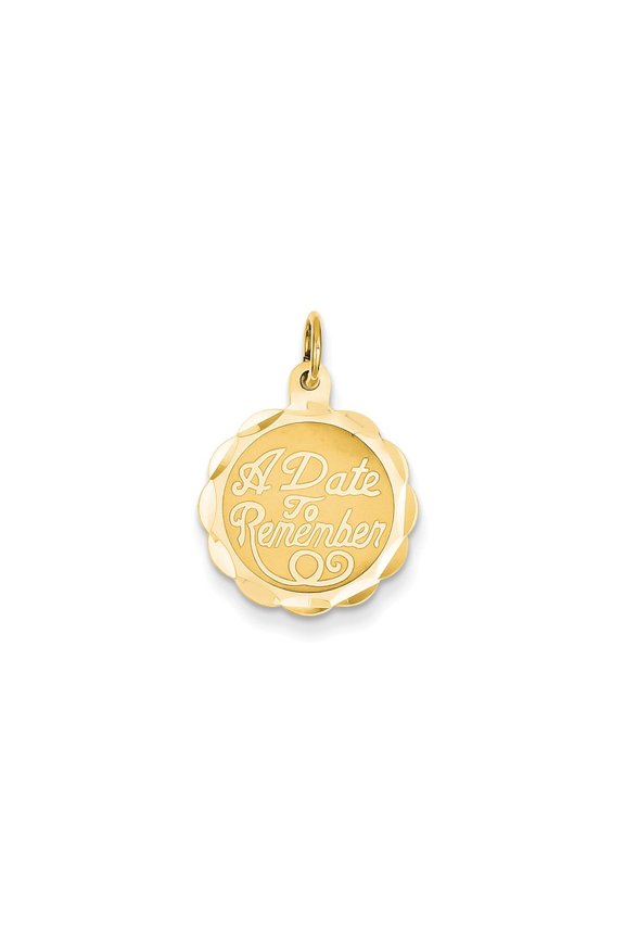 14k Yellow Gold A Date to Remember Charm - .5 Grams - Measures 23x15.6mm