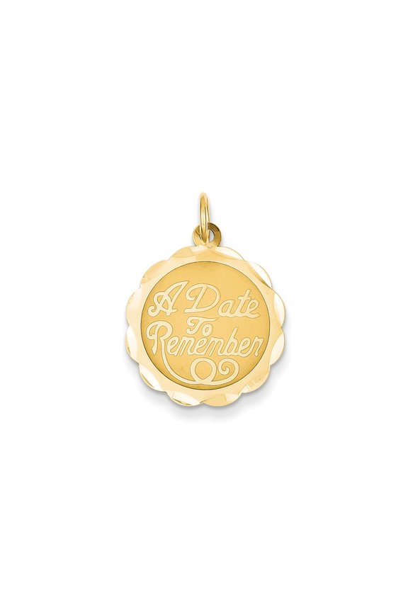 14k Yellow Gold A Date to Remember Charm - .7 Grams - Measures 23.8x17.2mm